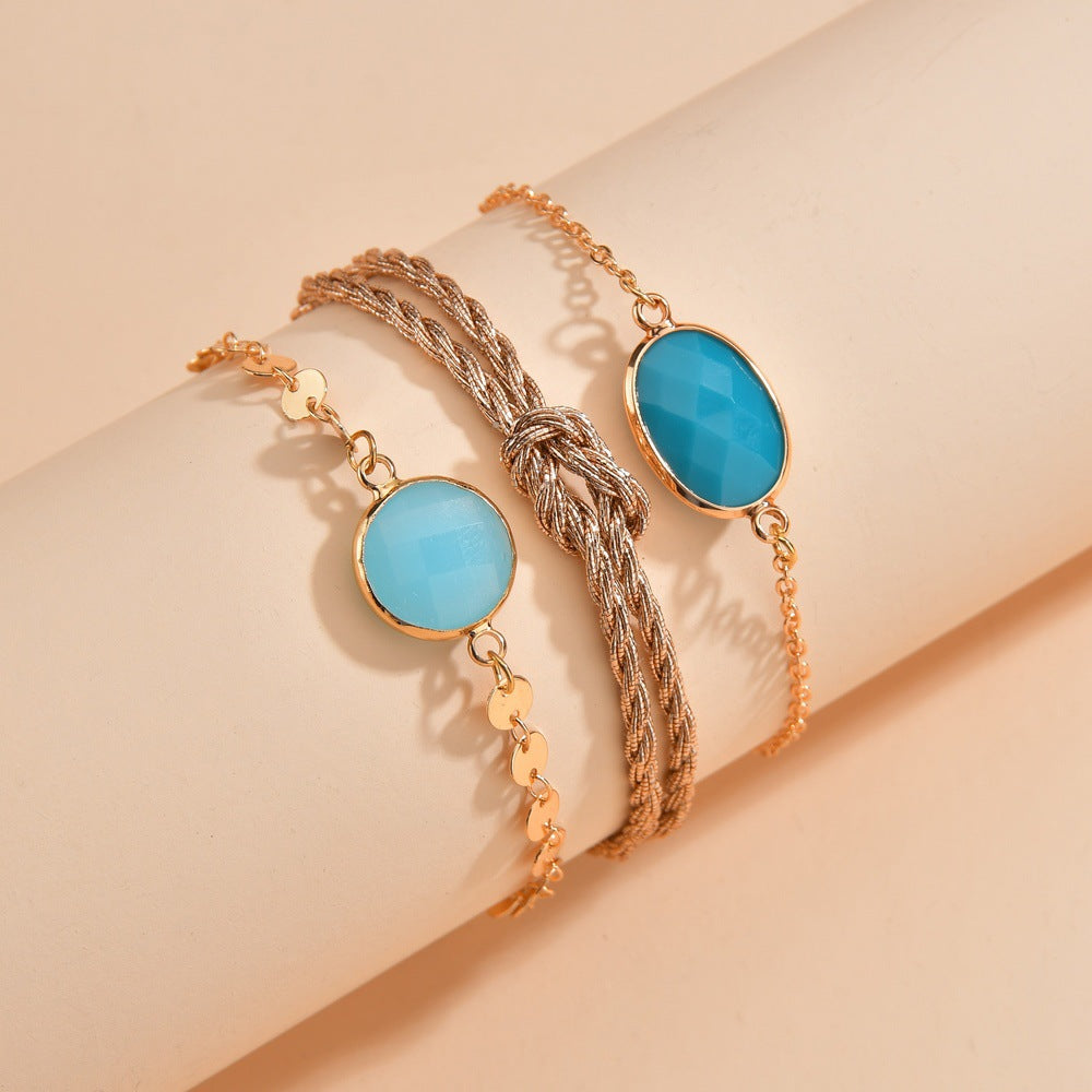 Accessories Rope Weaving Vintage Oval Resin Bracelets