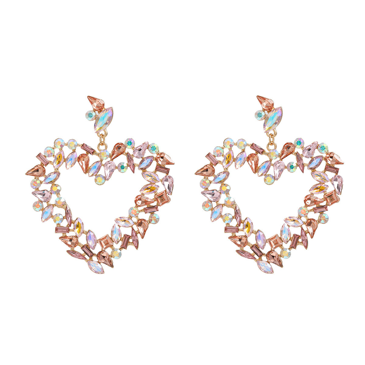 Love Heart-shaped Female Splendid Diamond Peach Earrings