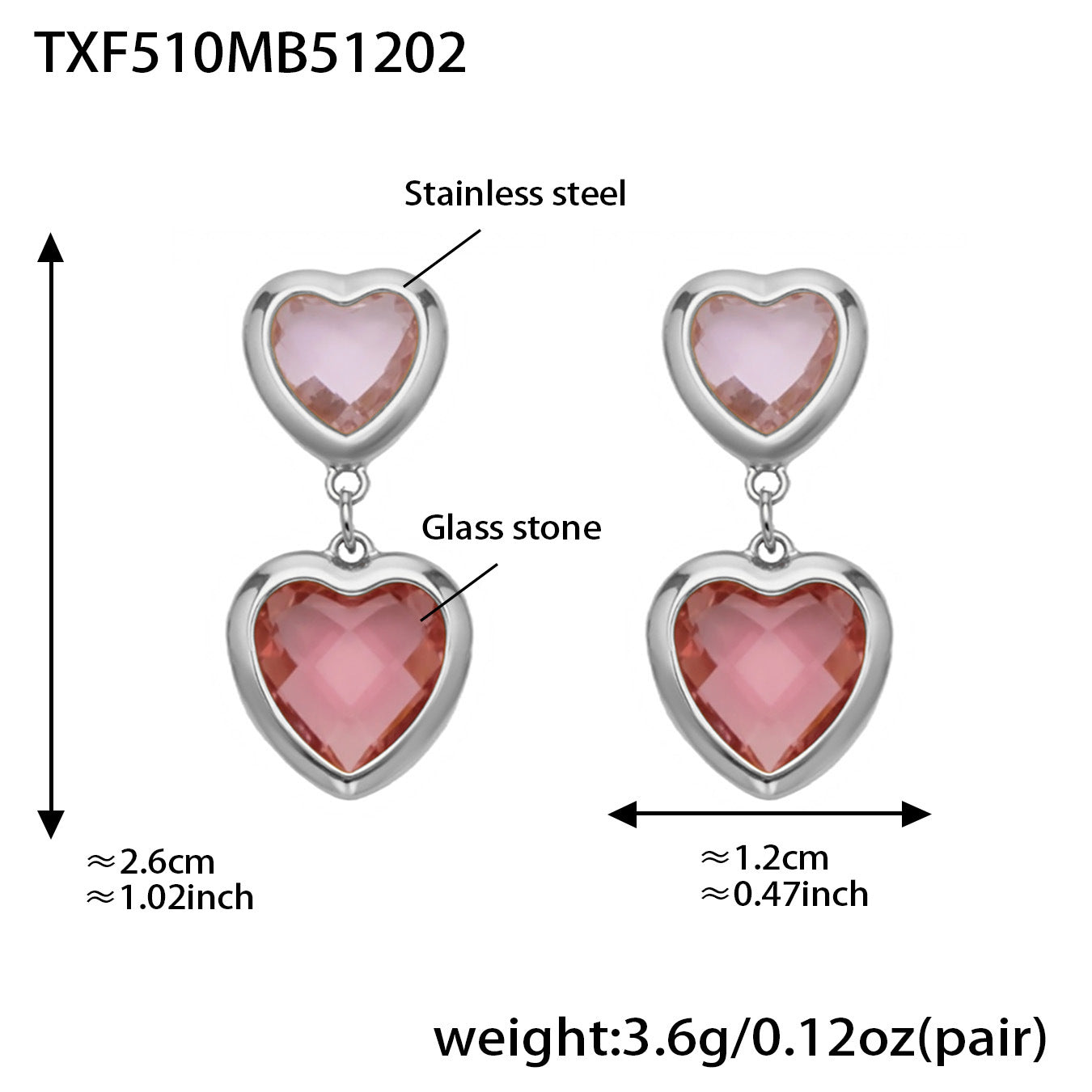 Cut Candy Color Heart-shaped Glass Stone Fashion Exquisite Stainless Rings