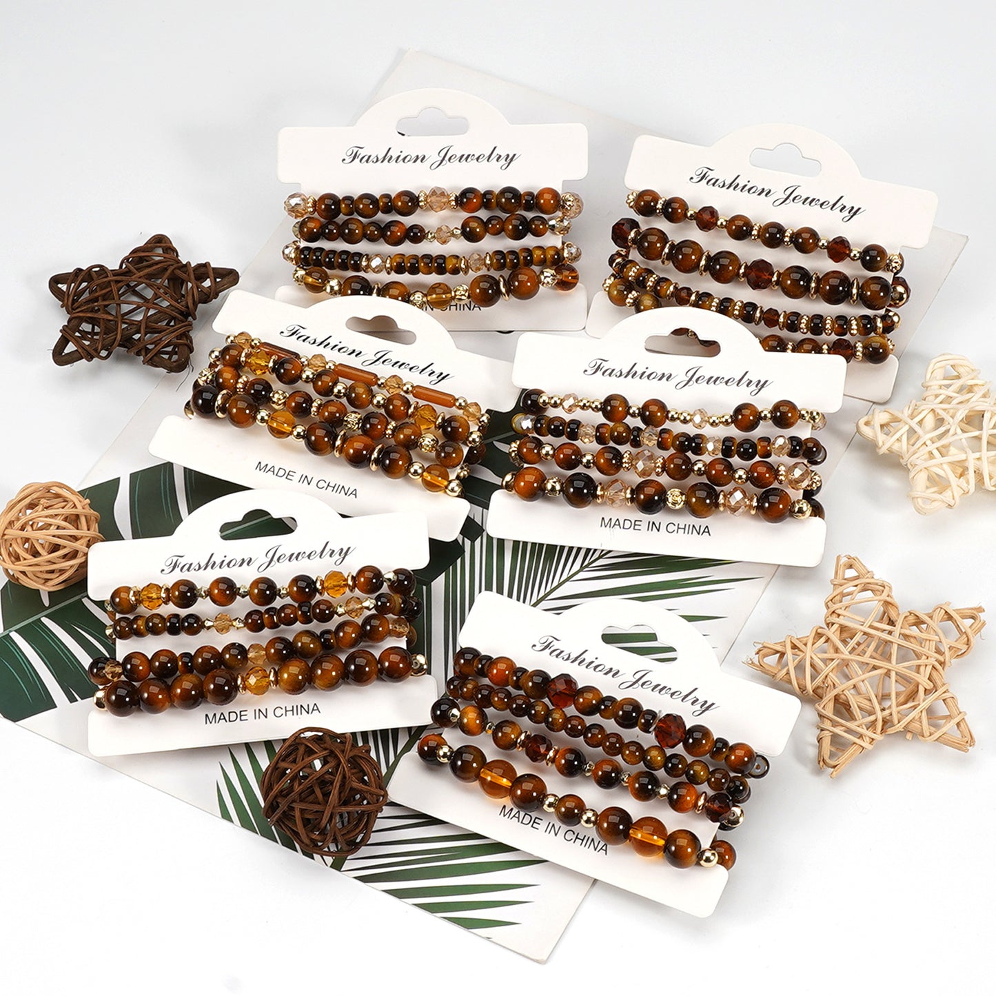 Women's & Men's Imitation Tiger Eye Stone Round Beads Jade Cat Style To Bracelet