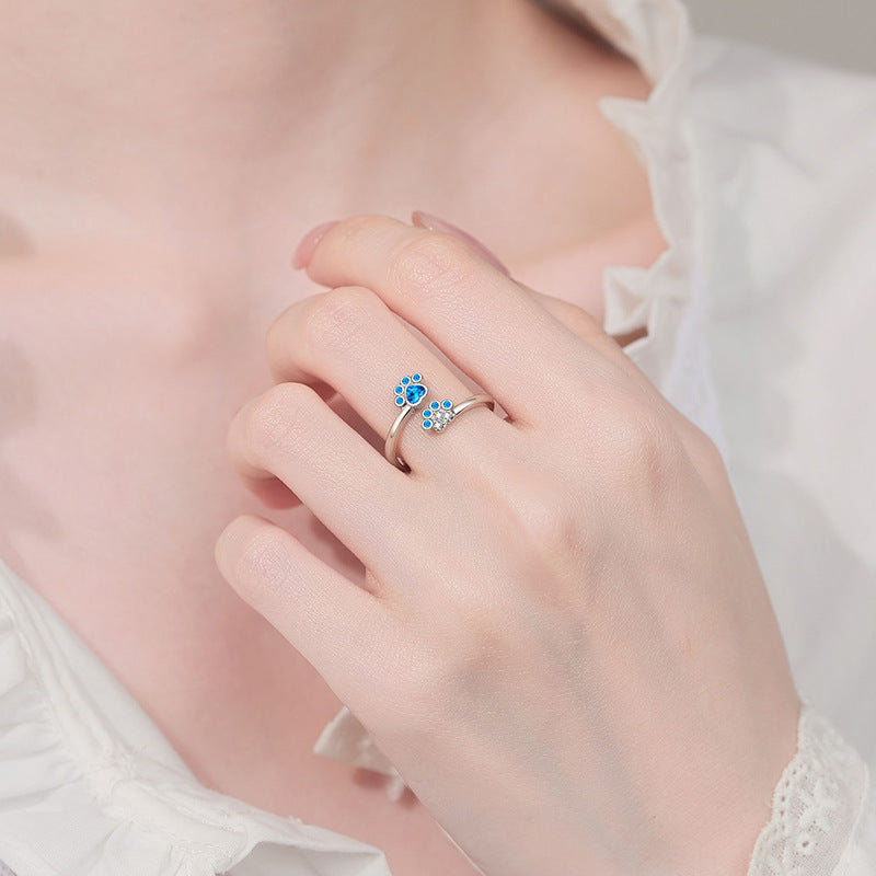 Pet Paw Print Female Fashion Color Ring