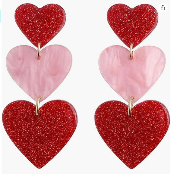 Boucles d'oreilles de niche en forme de cœur d'amour en acrylique pour la Saint-Valentin pour femmes