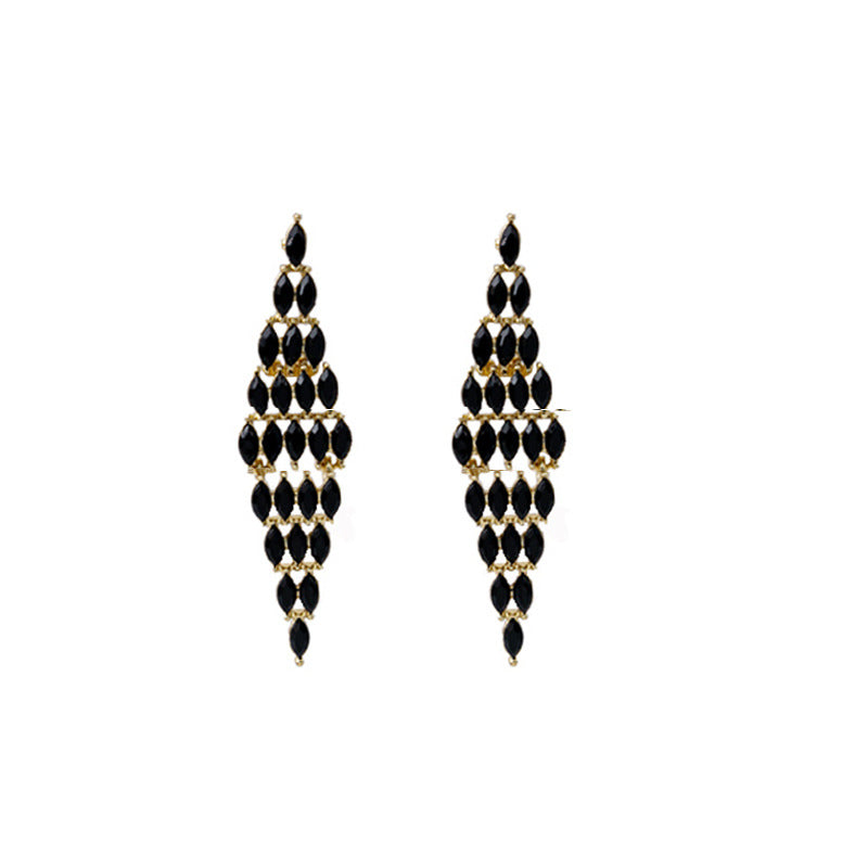 Women's Hollow Geometry Rhombus Light Luxury Long Earrings