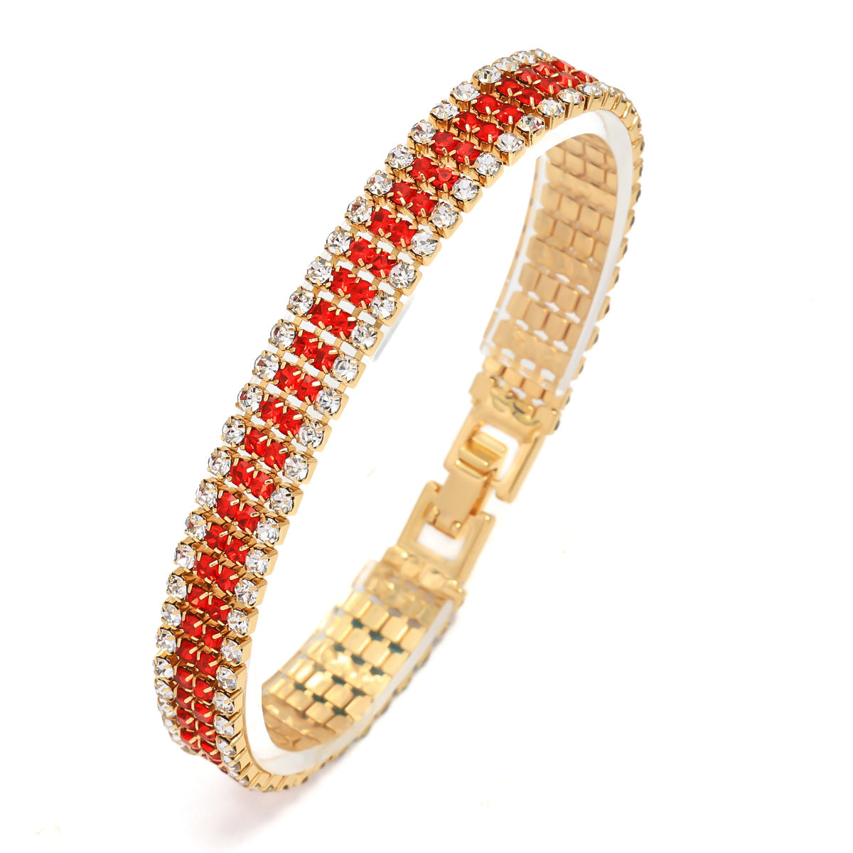 Women's Roman Crystal Gold Simple Full Diamond Claw Bracelet