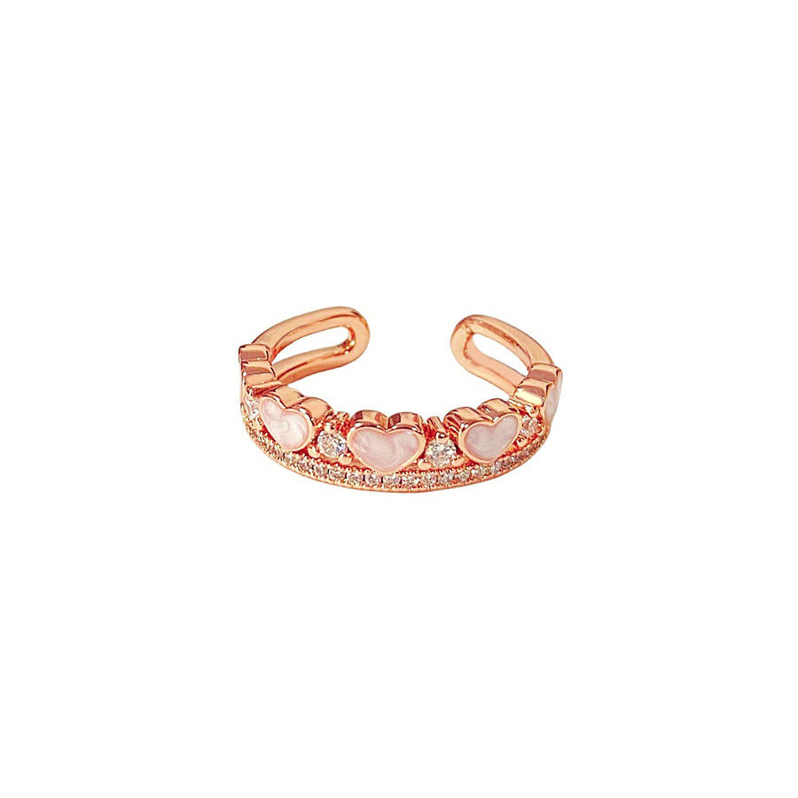 Double Layer Heart-shaped Open Niche High Sense Index Finger Fashion Ring