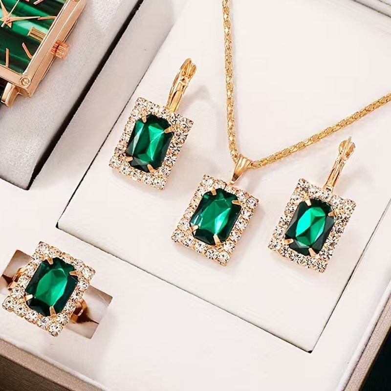 Women's Diamond Heart-shaped Rhinestone Light Blue For Jewelry Set
