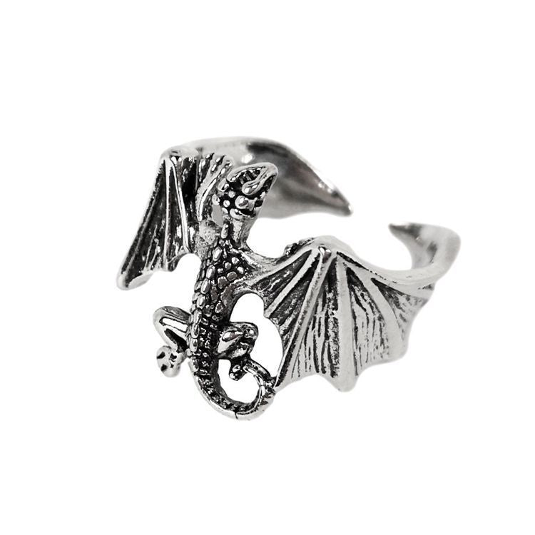 Fashion Punk Bat Couple Adjustable Lizard Ring
