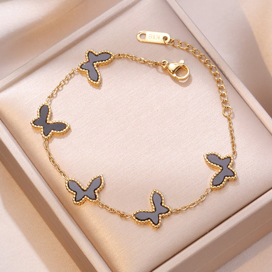 Women's Fashion Titanium Shell Lucky Butterfly Design Bracelets