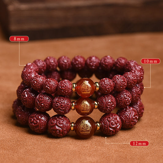Perles et bracelets de bouddha de naissance au cinabre pour femmes et hommes