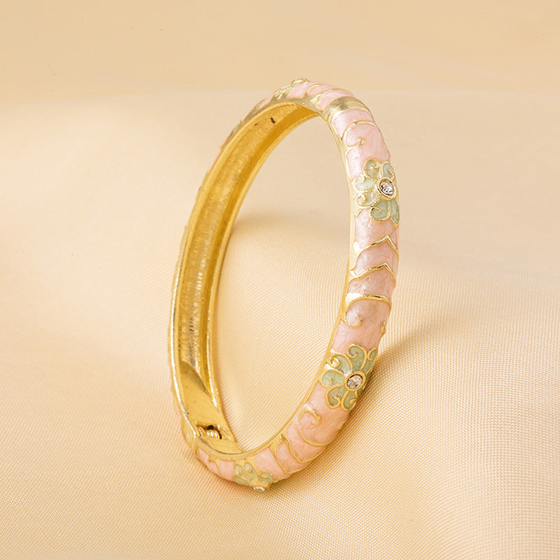 Cloisonne Enamel Fine Floral Vintage Drop Bracelet