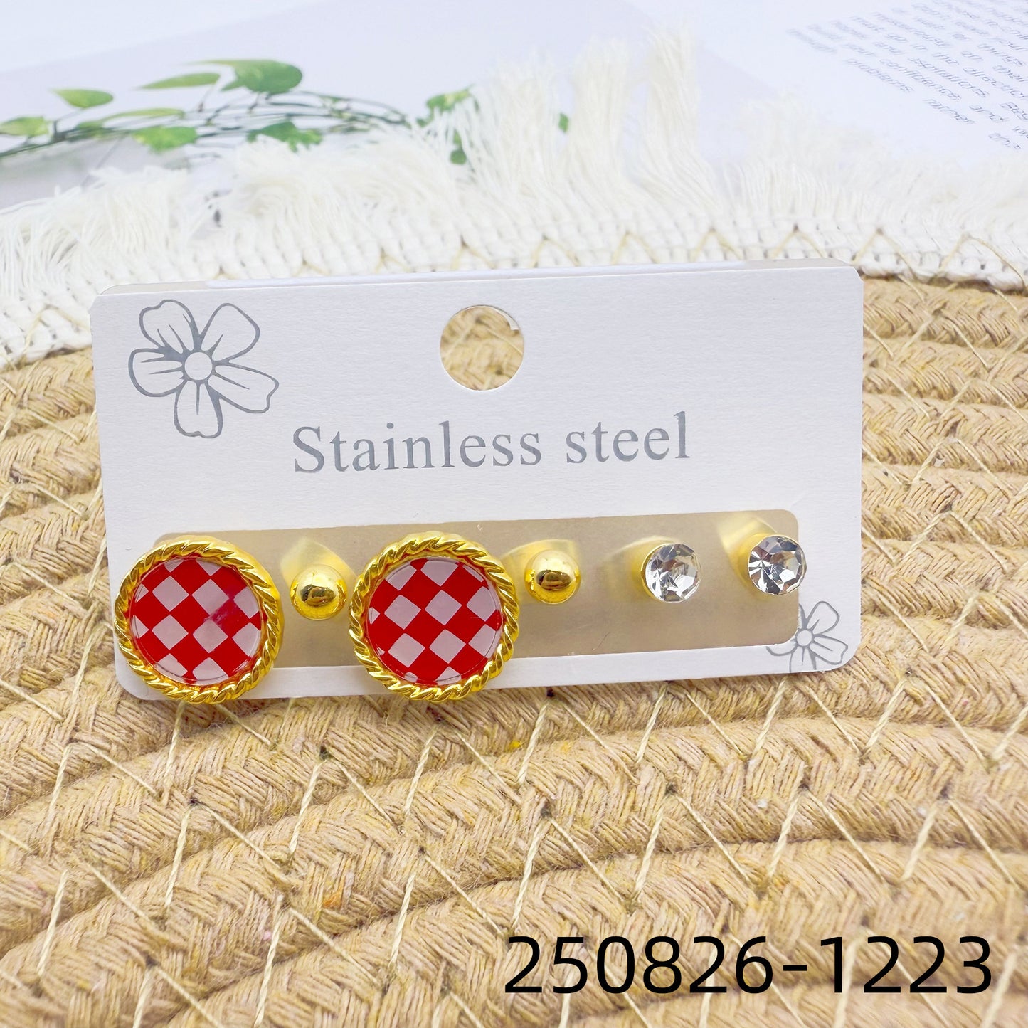 Women's Love Heart High-grade Stainless Steel Diamond Wild Trendy Golden Ear Stud Earrings