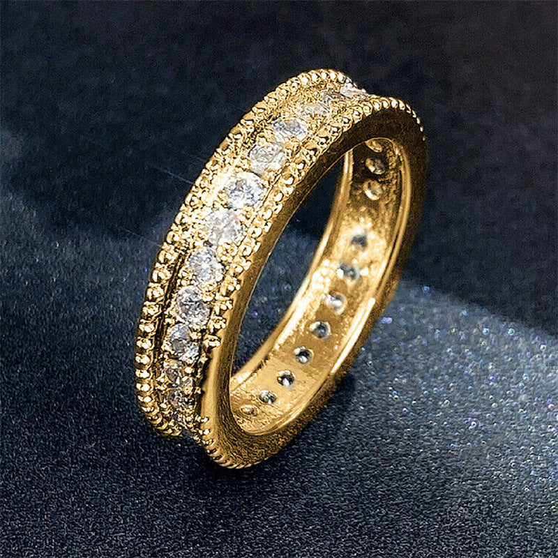 Women's Light Luxury Full Circle Over Inlaid Zircon Ring