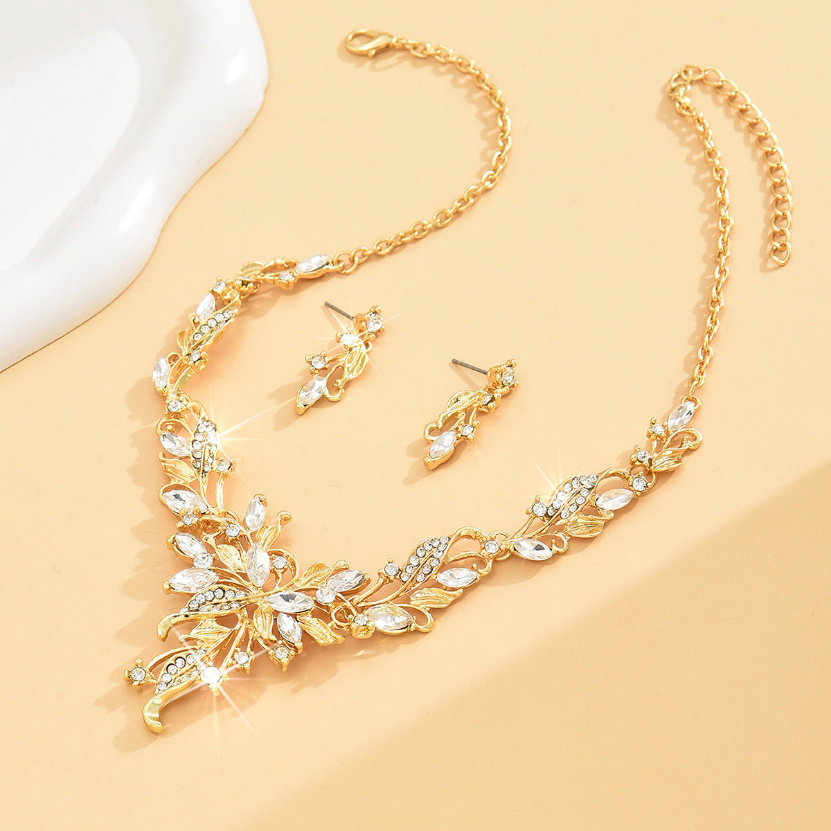 Diamond Water Drop Geometry Light Luxury Minority High Sense Dress Jewelry Set