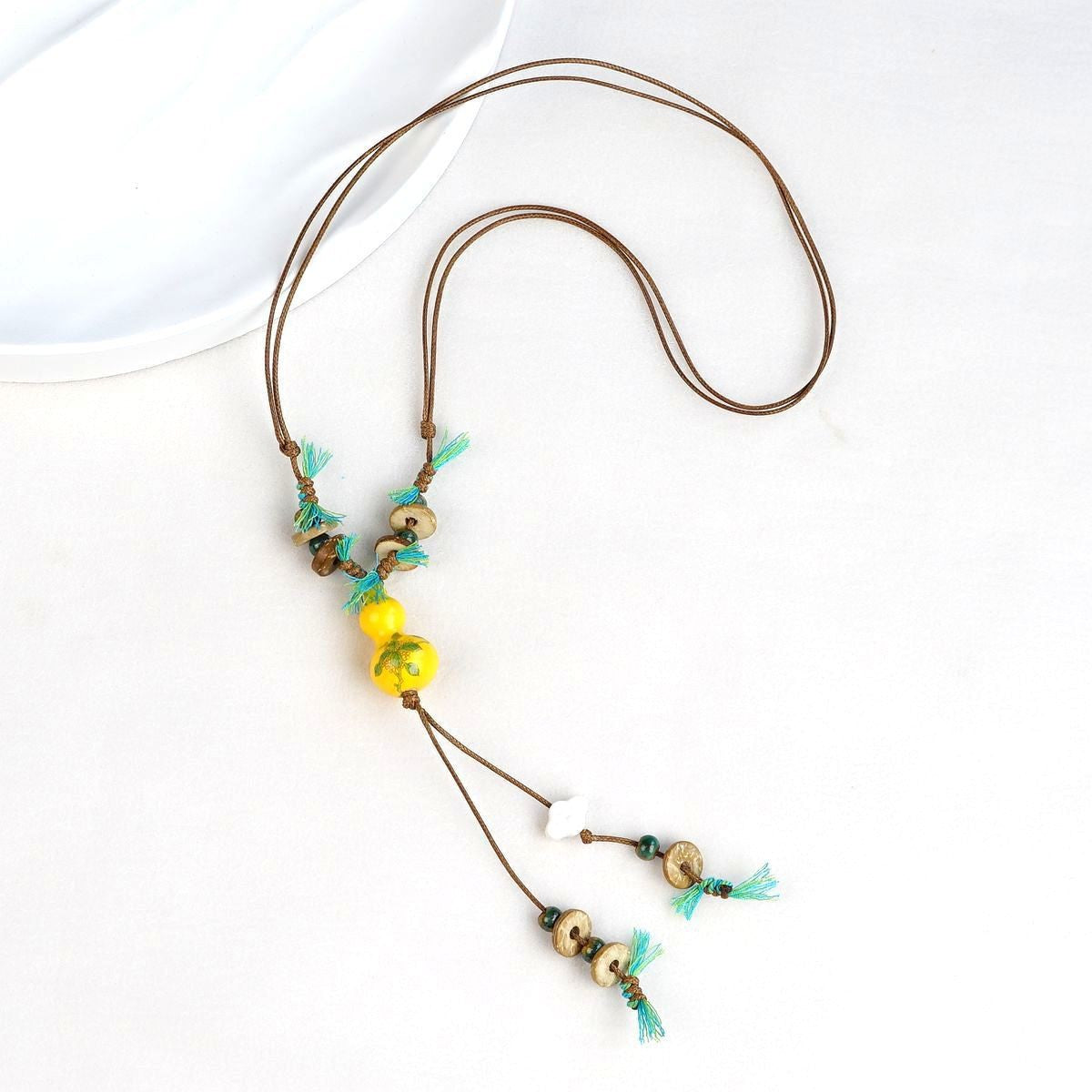 Peace Fu National Fashion Vintage Ceramic Female Longevity Necklaces