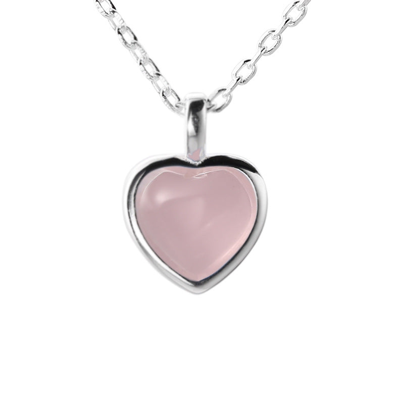 Sterling Sier Pink Love Peach Heart Sweet Necklaces