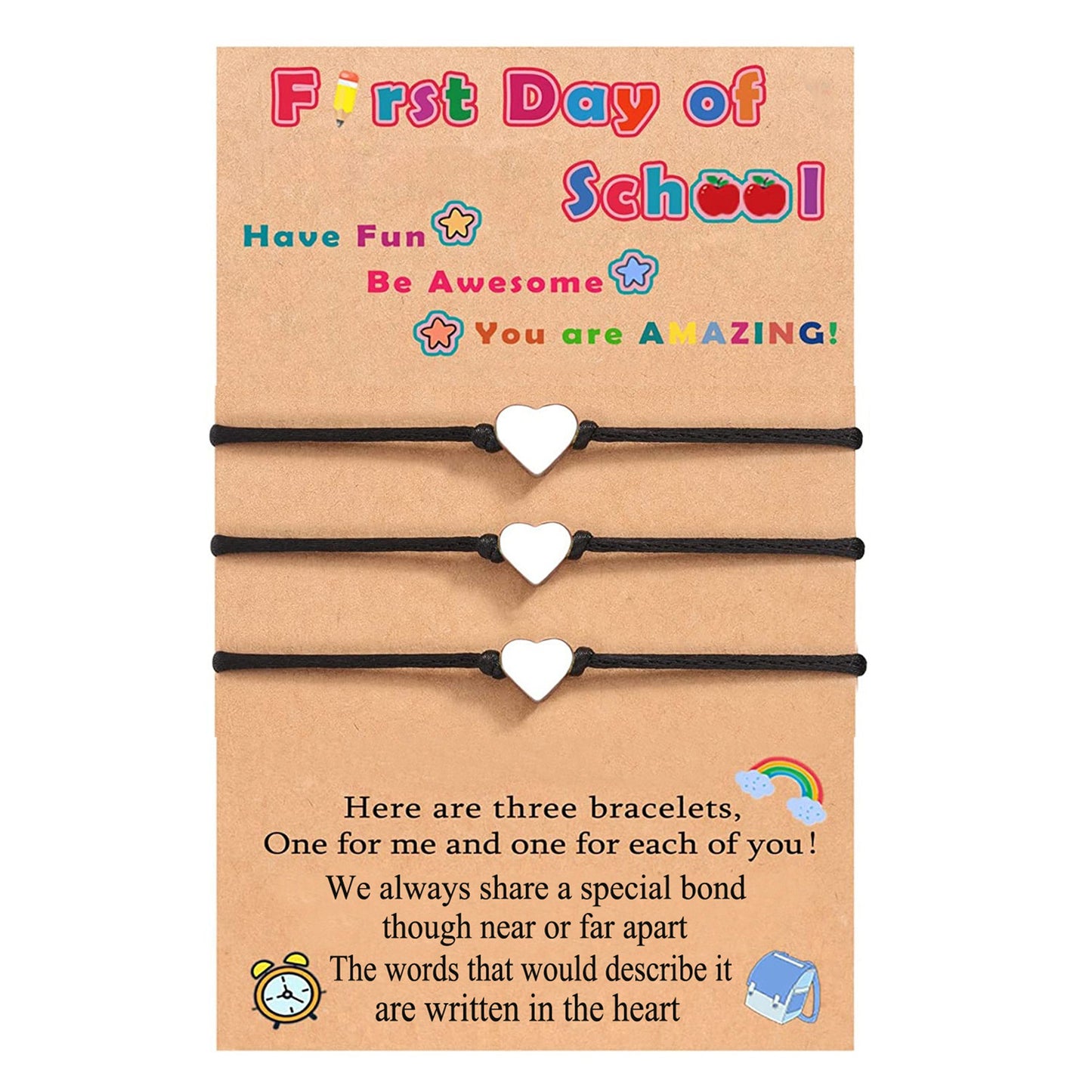 School Creative Copper Glossy Small Heart Card Wrist Bracelets