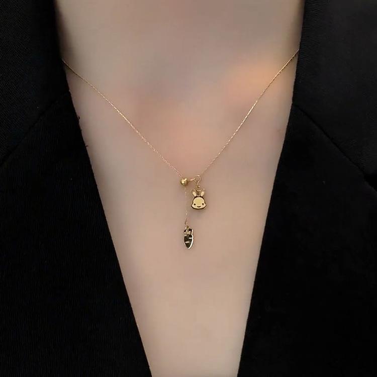 Broadcast Design Rabbit Radish Titanium Steel Necklaces
