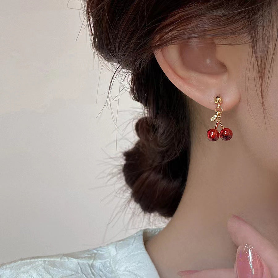 Women's Red Cherry Garnet For Niche Design Summer Clavicle Necklace