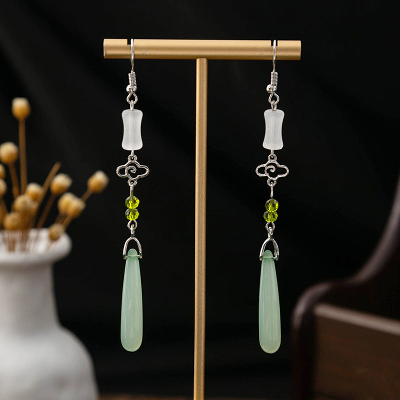 Selection Of Chinese Ancient Style Beaded Long Fringe National Hollow Earrings