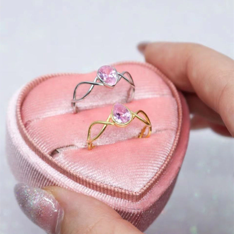 Fashion Personality Pink Zircon Opening Index Finger Rings