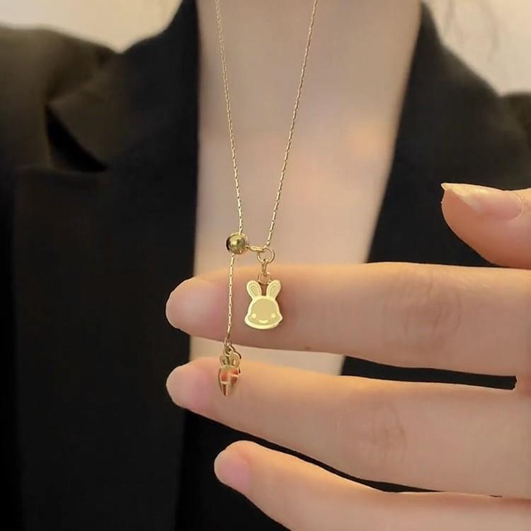Broadcast Design Rabbit Radish Titanium Steel Necklaces