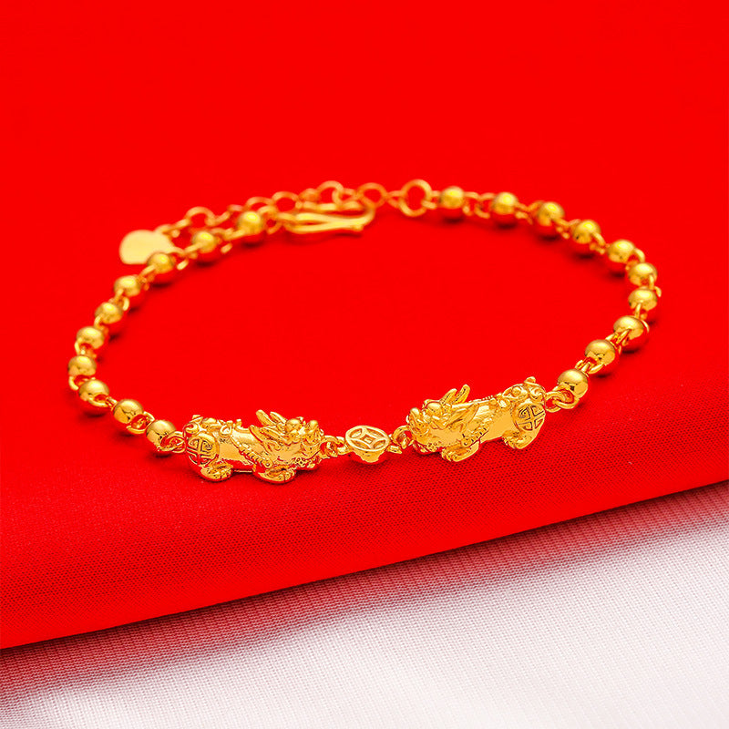 Double Chain Alluvial Gold Color Retention Bracelets