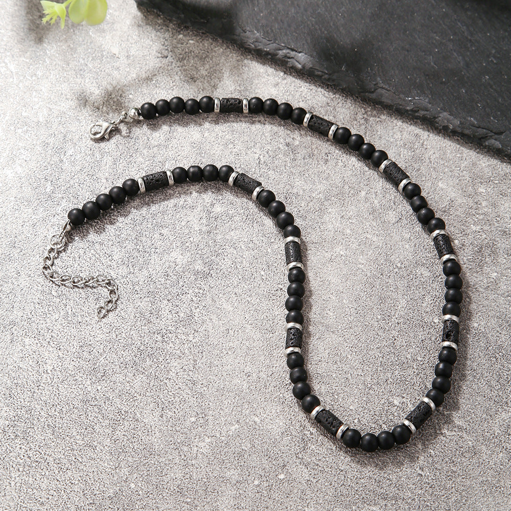 Men's Beaded Volcanic Rock Tigereye Coconut Shell Necklaces