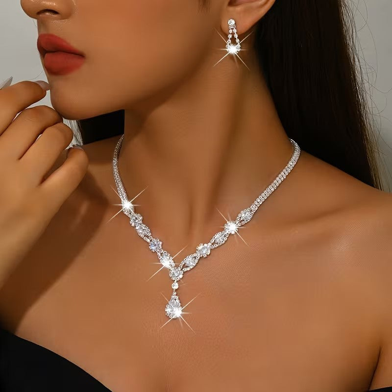 Women's Fashion Suit Flash Advanced Elegant Clavicle Chain Jewelry Set