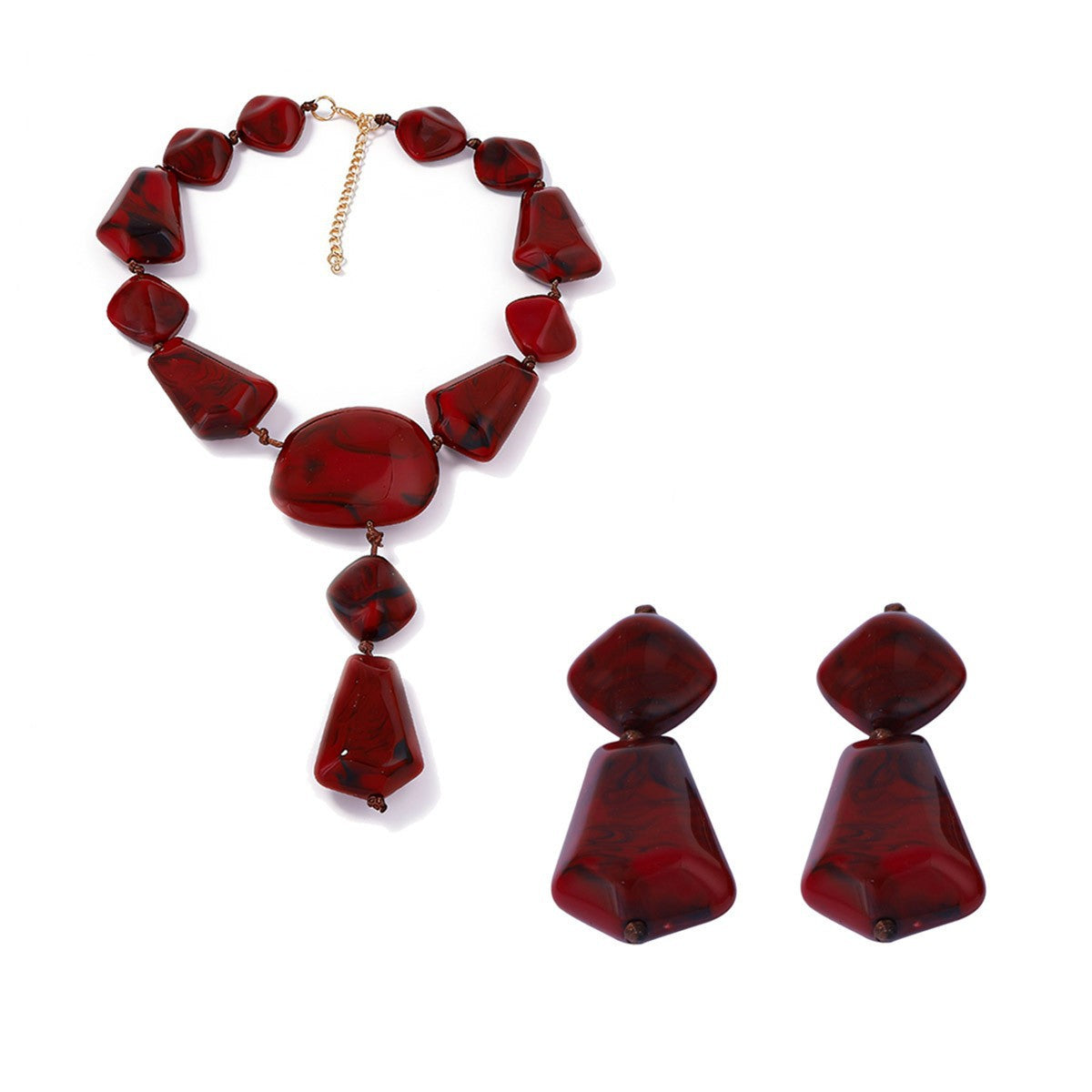 Retro Trendy Resin Beaded Temperament Wild Earrings