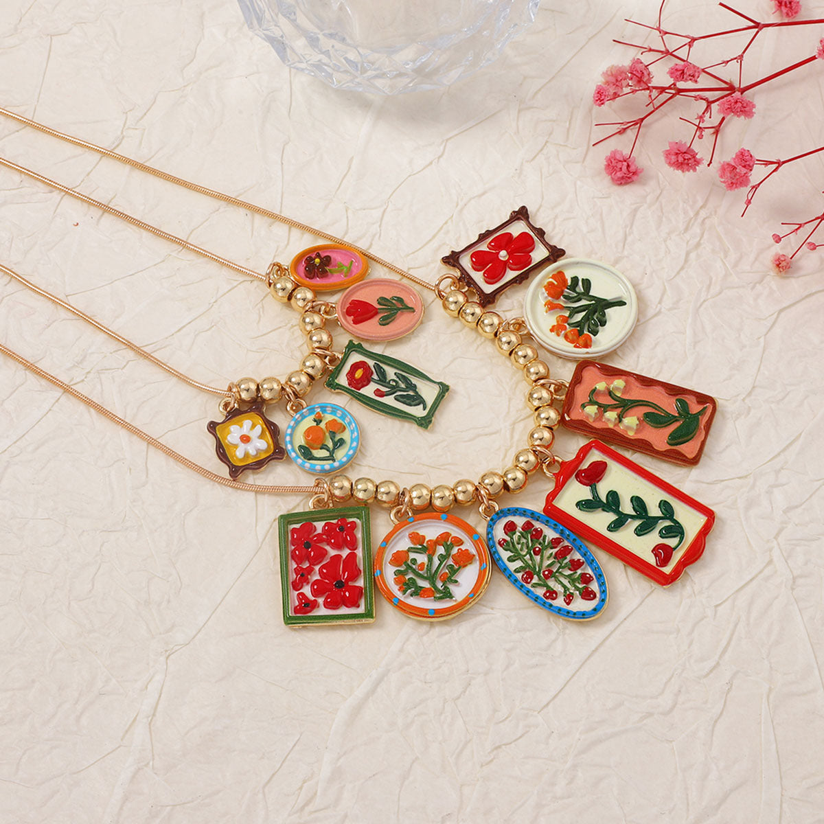 Minority Design Geometric Alloy Color Printed Necklace