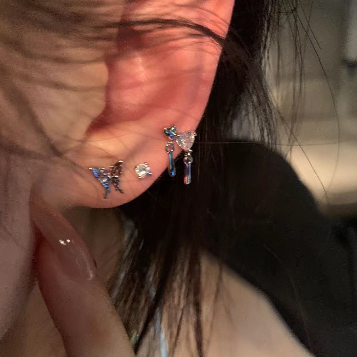Women's Liquid Butterfly Trendy Niche Design High-grade Stud Earrings
