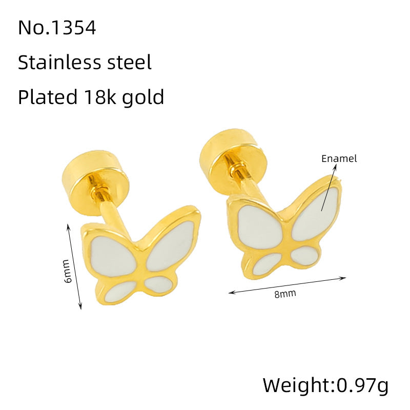 Women's Fashion Butterfly Ear Bone Cute Sweet Stainless Steel Rings