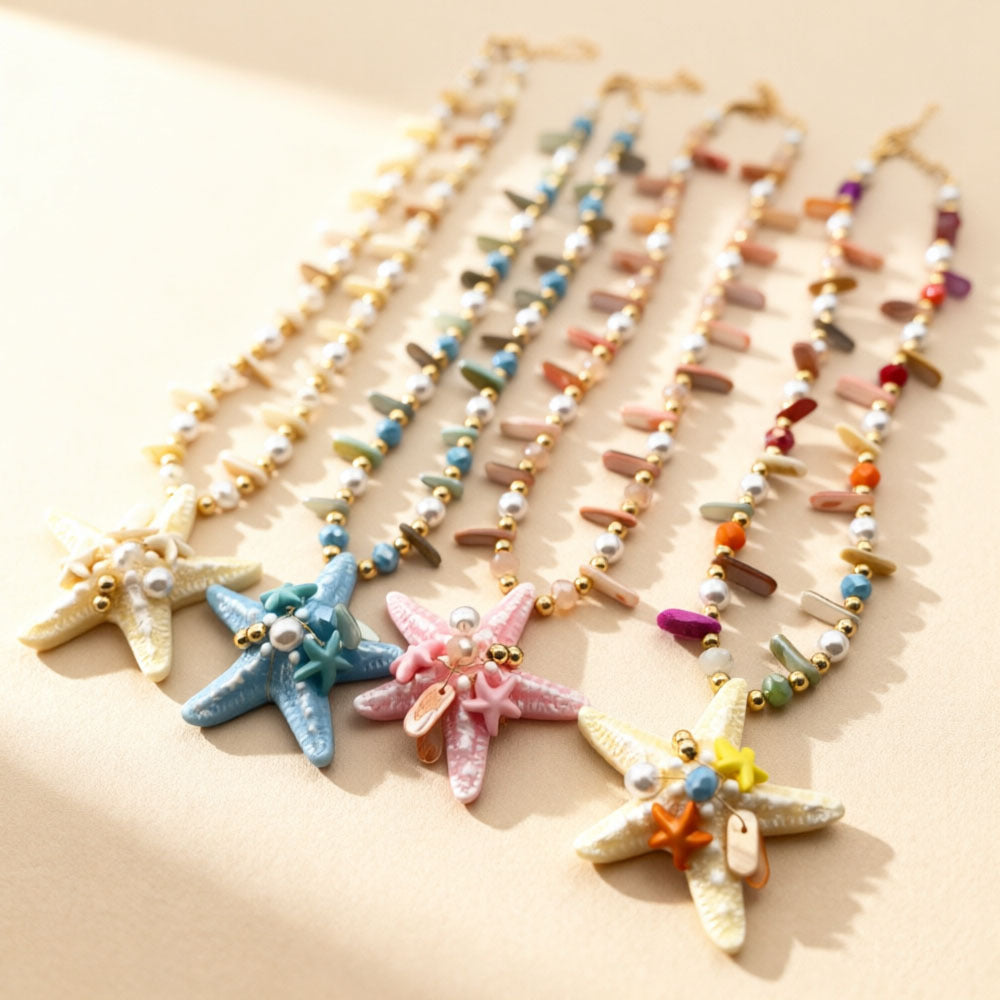 Women's Vacation Style Colorful Starfish Beaded Fashion Personalized Necklace