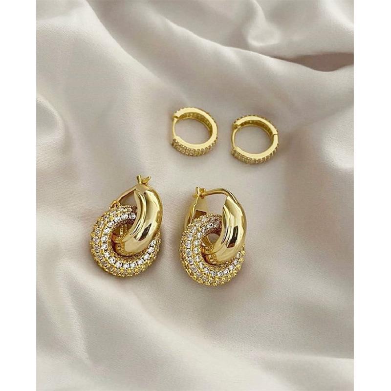 Retro Diamonds Ear Double Detachable Temperament Earrings