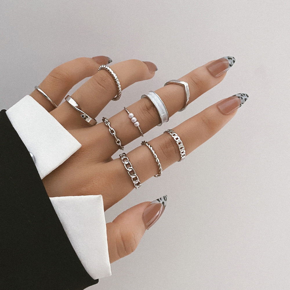 Jewelry Complex Metal Twist Pearl Set Rings – Nutricaodiaria