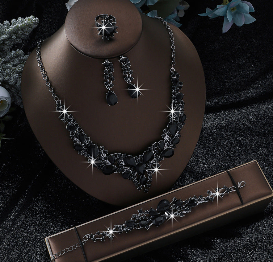 Alloy Suite Bridal Wedding Over Rhinestone Rings
