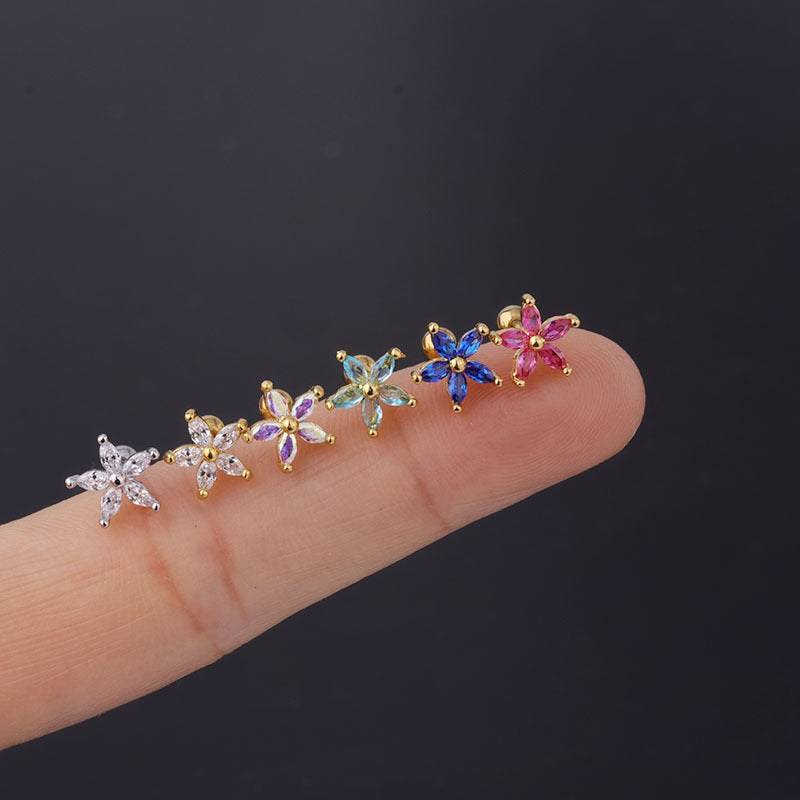 Daisy Flower Ear Bone Stainless Steel Earrings