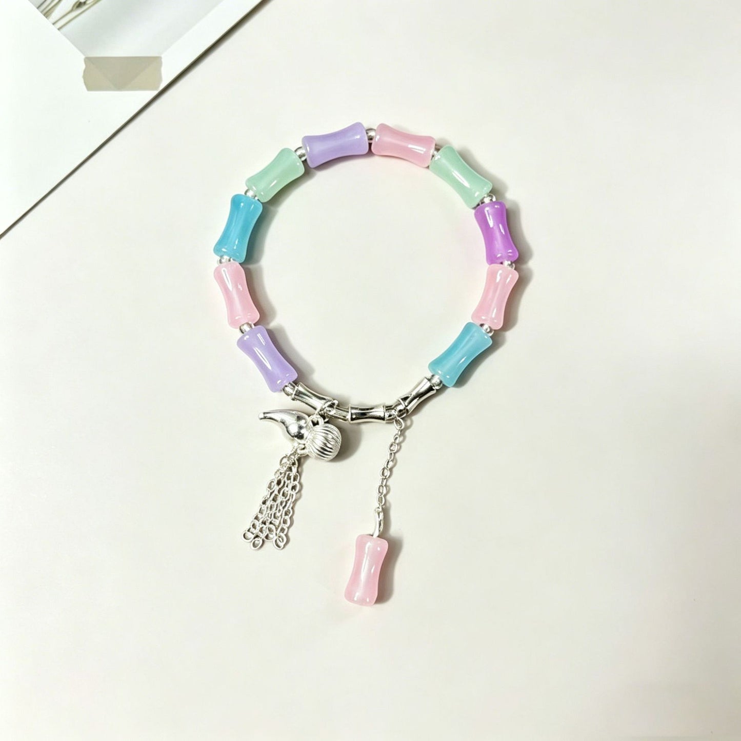 Beaded Single Circle Bamboo Tassel Couple High Bracelets