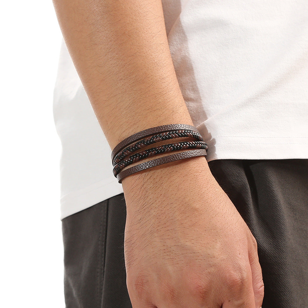 Men's Fashion Woven Alloy Magnetic Buckle Bracelets