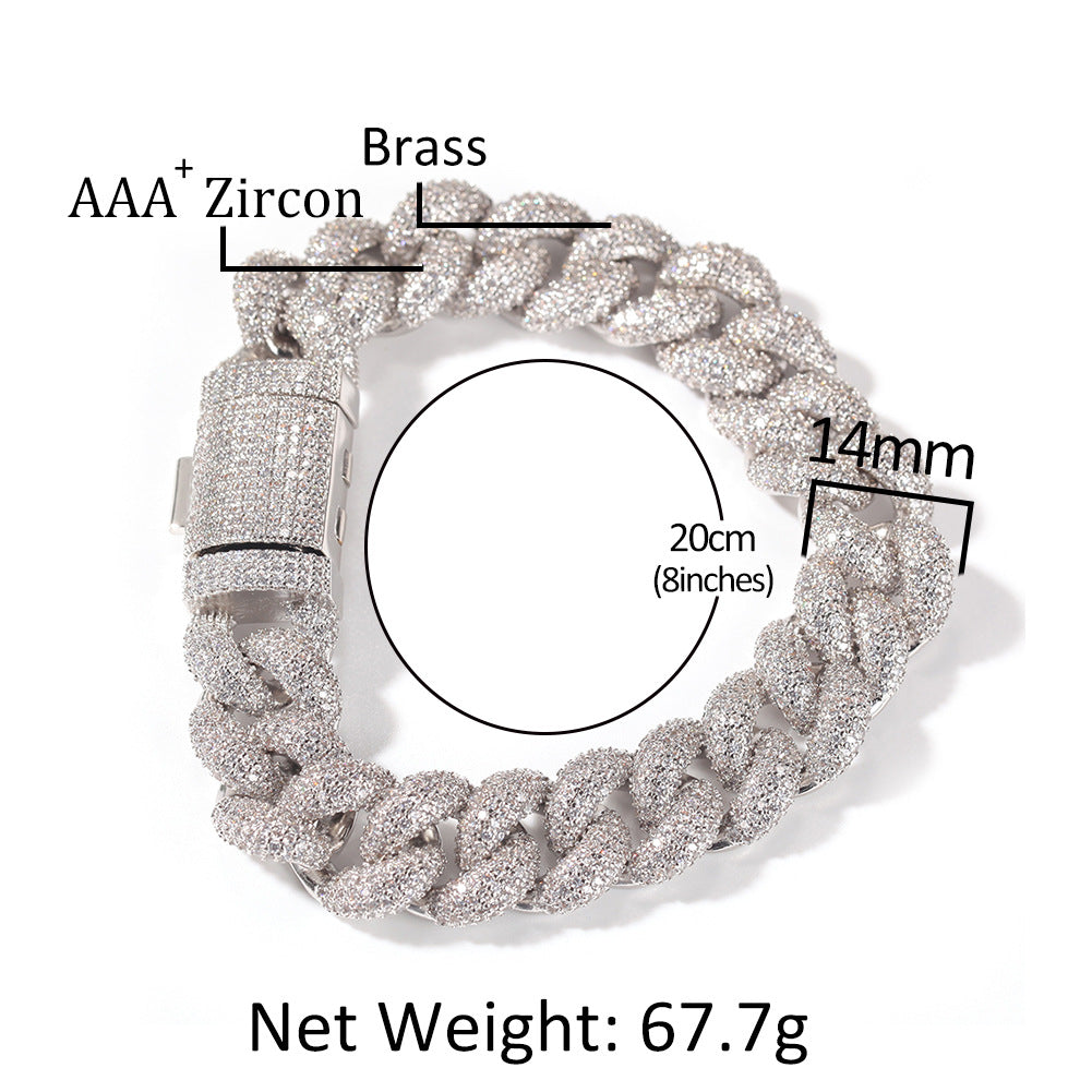 Men's Hop Full Diamond Cuban Three-dimensional Versatile Bracelets