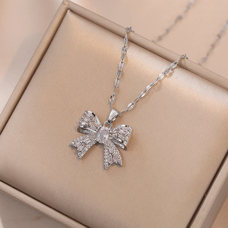 Women's Bow Zircon Accessories Live Broadcast Palace Necklaces