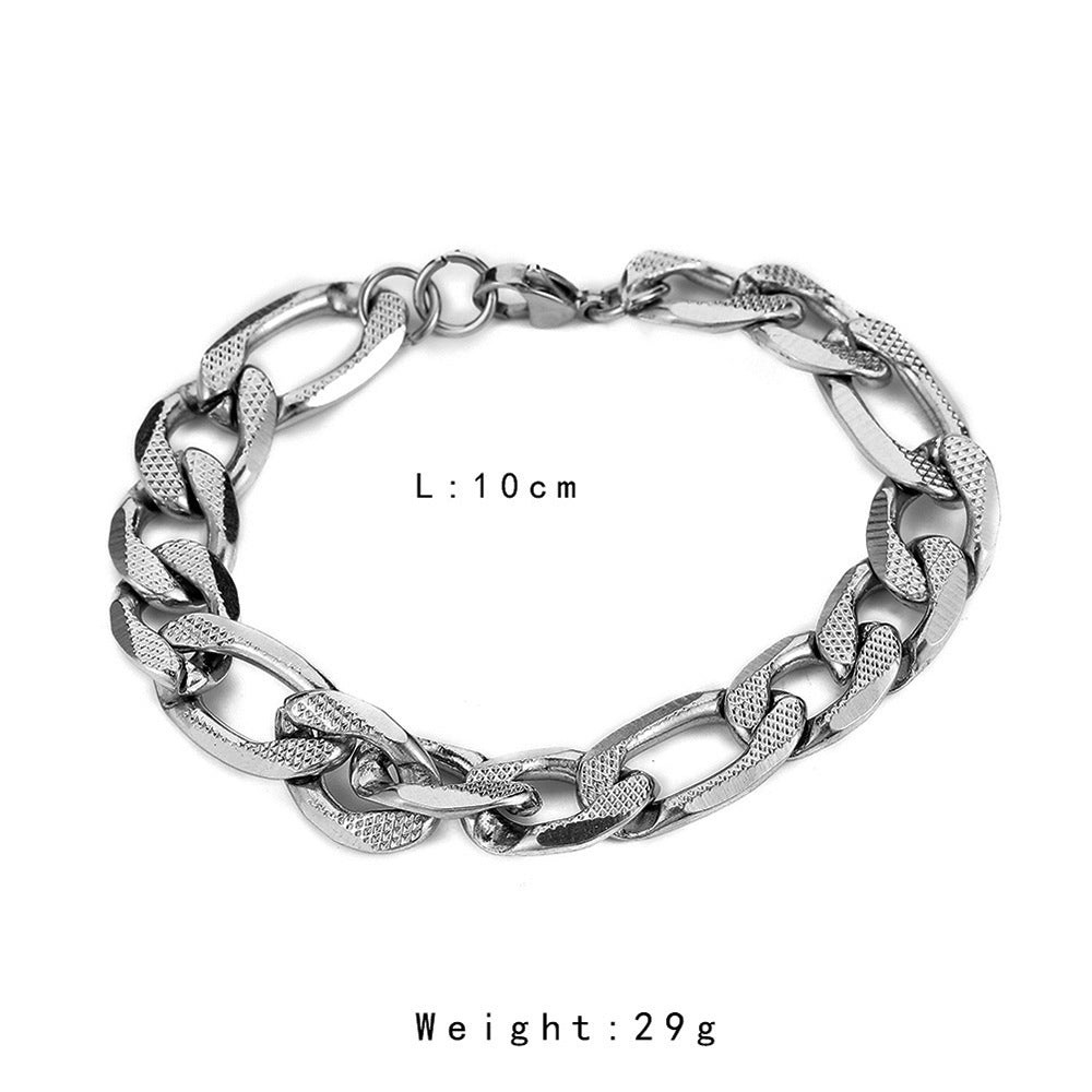 Men's Steel Embossed Six-sided Grinding Angle Titanium Cold Bracelets