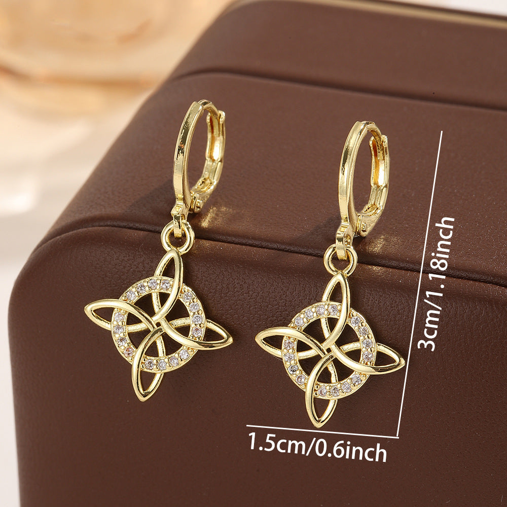 Women's Witch Color Four Mang Star Diamond Special Interest Light Luxury Earrings