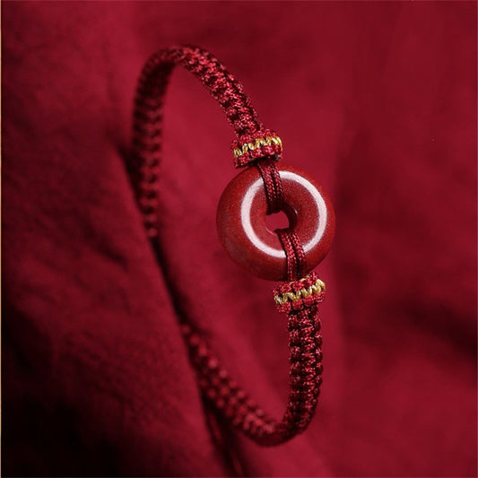 Women's & Men's Cinnabar Peace Buckle Carrying Strap Adjustable Red Rope Hand Bracelets