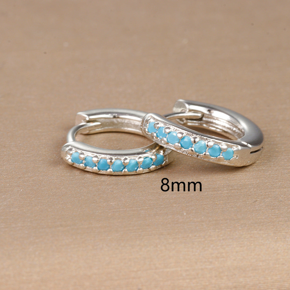 Simple Eardrop Blue Pine Zircon Circle Ear Bracelets