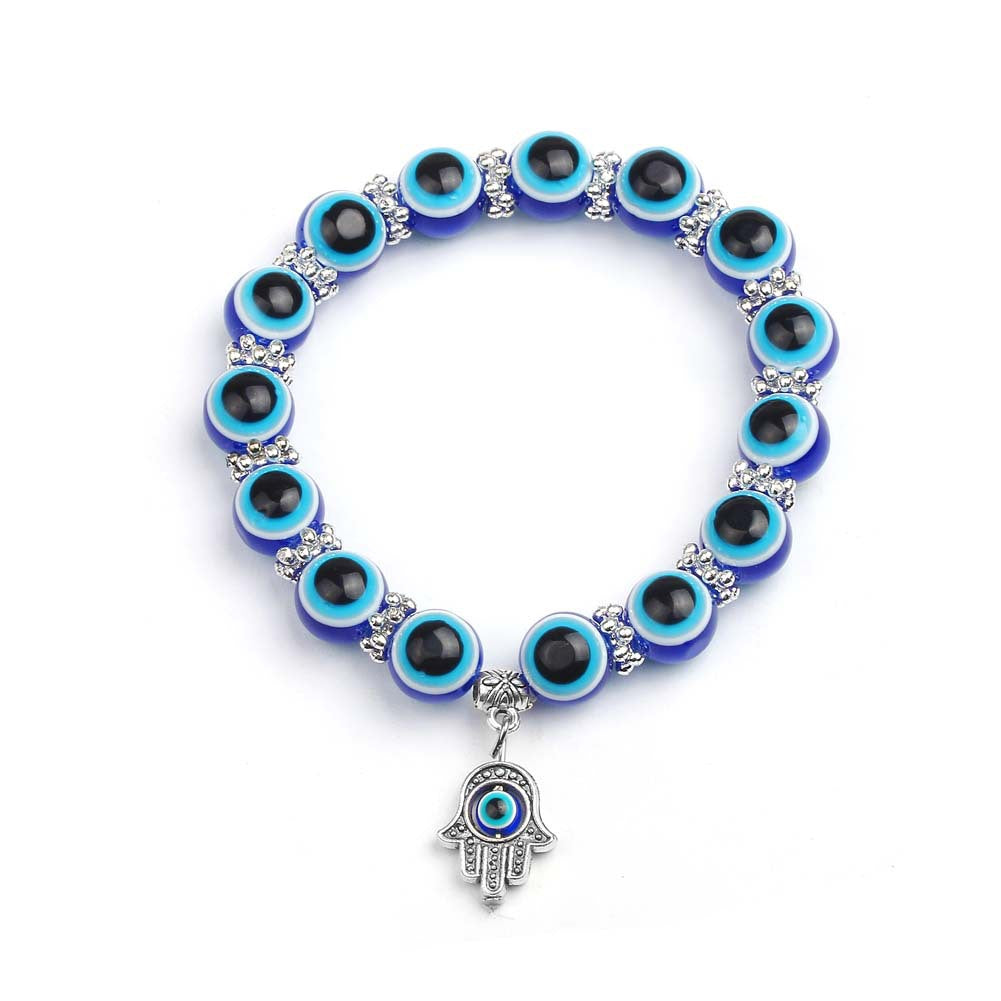Women's Retro Simple Volcanic Rock Palm Eyes White-barked Bracelets