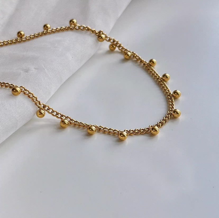 Temperament Lace Sense Small Golden Beads Beanie High Necklaces