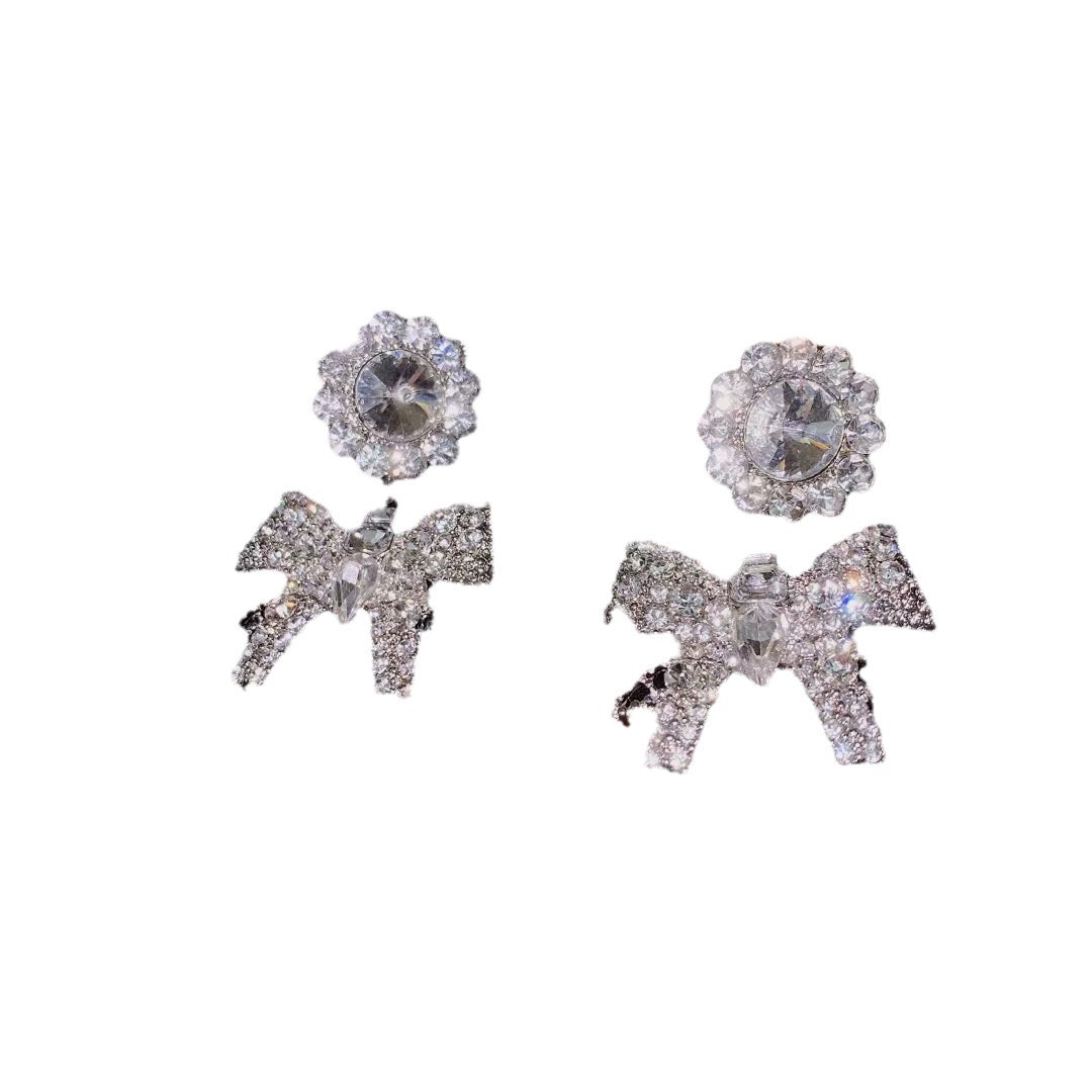 Rhinestone Bow Simple Temperamental Stylish And Earrings