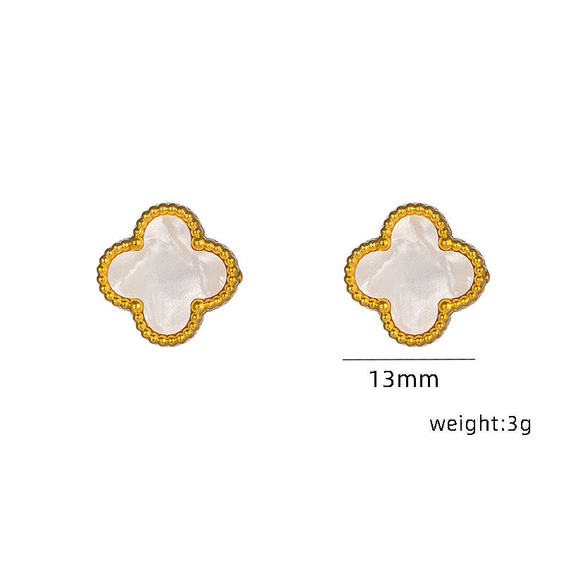 Colorful Lucky Four-leaf Clover Ear Can Match Light Luxury Stud Earrings