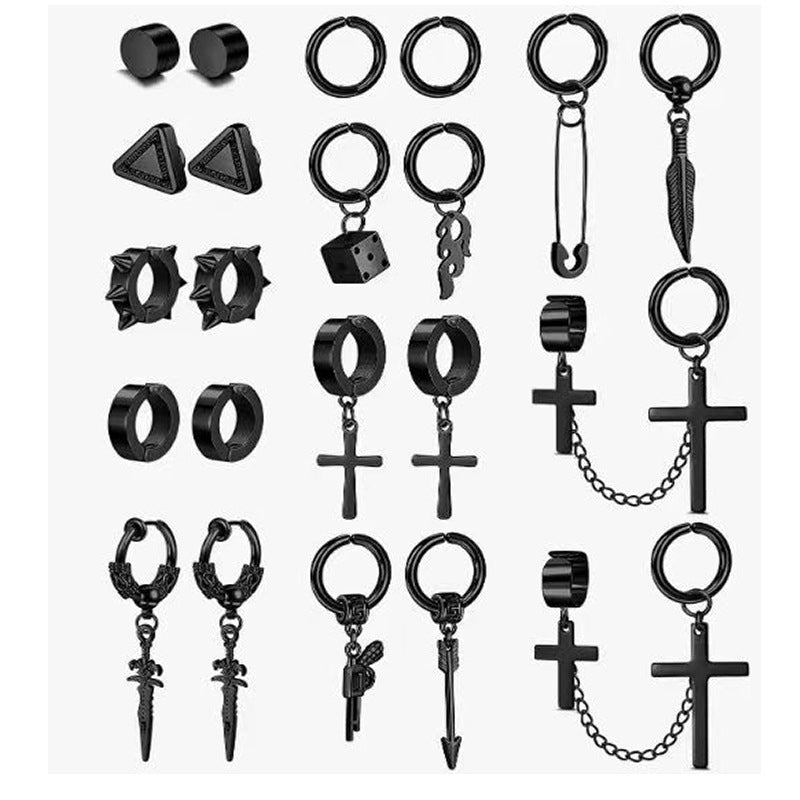 Pattern Sword Tassel Clipped Button Cross Magnet Clips Ear Clip